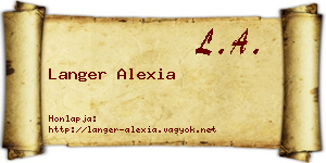 Langer Alexia névjegykártya